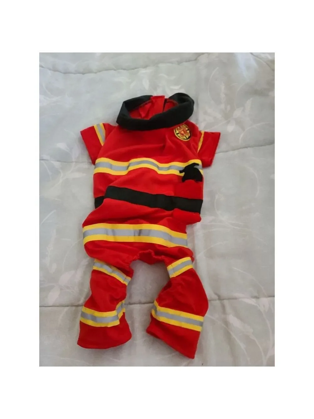 Dog Firefighter Costume, Reflective Red & Black, M